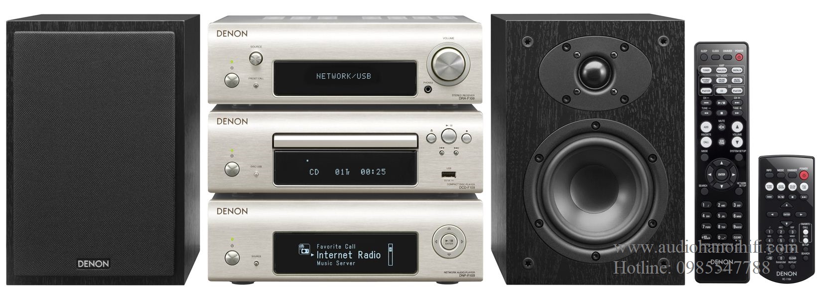 Dàn âm thanh mini Denon D-F109 màu trắng